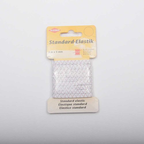 Standard Elastic 3m x 5mm, White with Red Thread