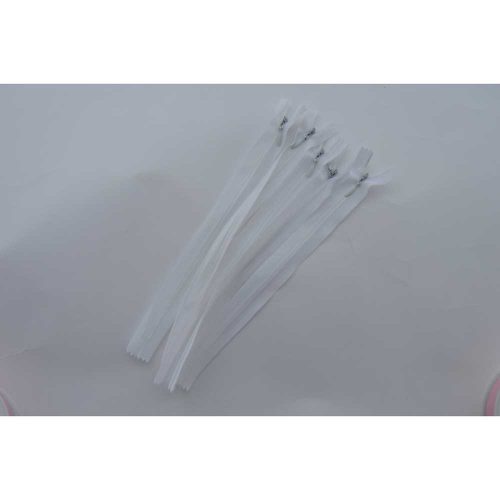 White Concealed/Invisible Zip - 22cm - 5 pcs