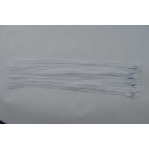 White Concealed/Invisible Zip - 40cm - 5 pcs