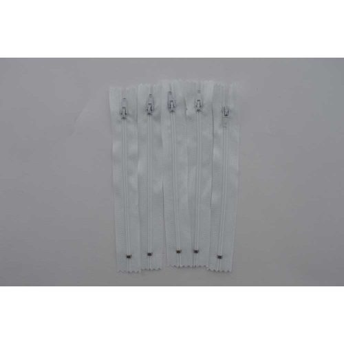 White Auto-lock Zip - 15cm - 5 pcs