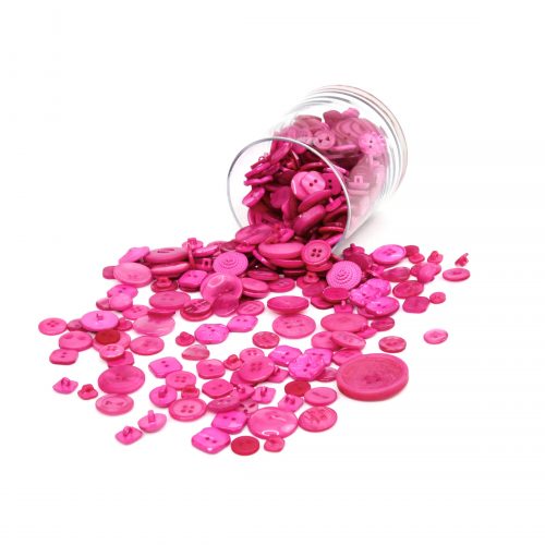 Craft Buttons Assorted Shapes & Sizes Fushia