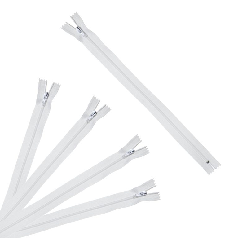 Trimz 40cm White Autolock Zips - Pack of 5 - for Secure & Easy Fastening - Ideal for Sewing and Craft Projects